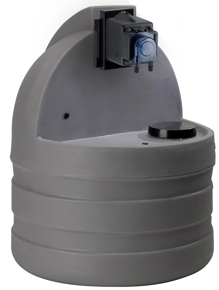 15 Gallon Gray Chemical Tank With Econ T Series Pump - 2.5 GPD 25 PSI 120 Volt 10 Foot Cord - 1/4 Inch UV Tubing