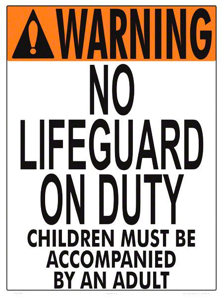 Iowa No Lifeguard (Wading Pool) Warning Sign - 18 x 24 Inches on Heavy-Duty Aluminum