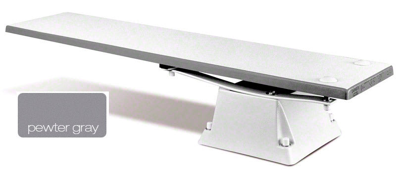 Supreme 658 Stand With 8 Foot Frontier III Diving Board - White Stand - Pewter Gray Board With White Tread