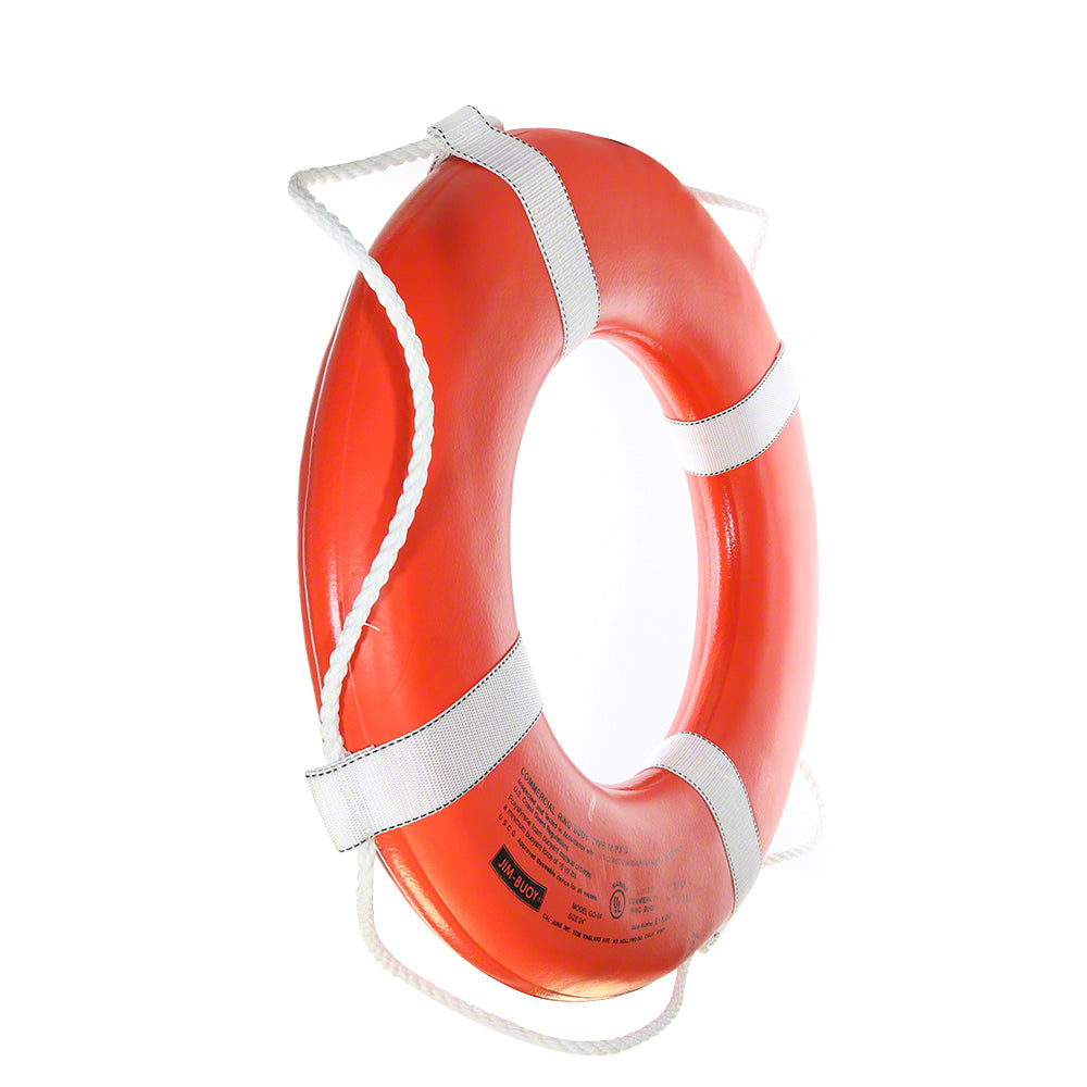 USCG Solid Foam 20 Inch Life Ring Buoy With Webbing - Orange