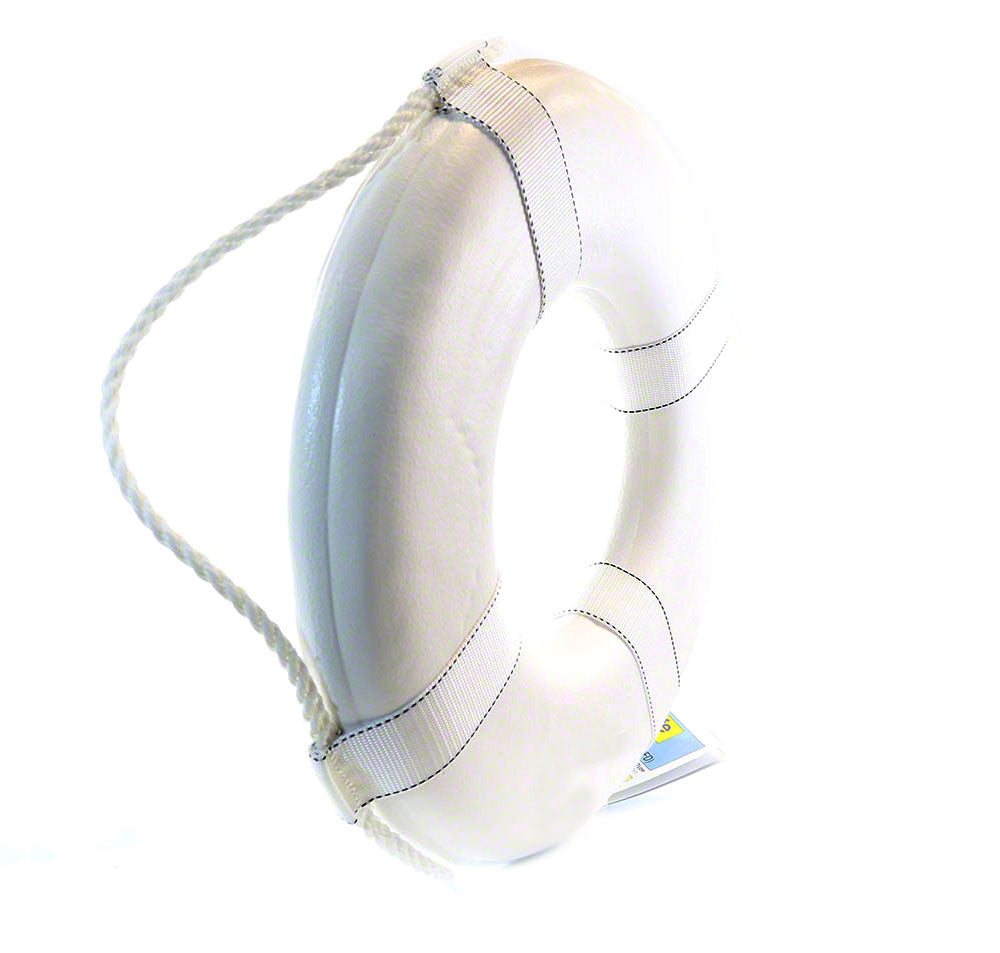 USCG Solid Foam 24 Inch Life Ring Buoy With Webbing - White