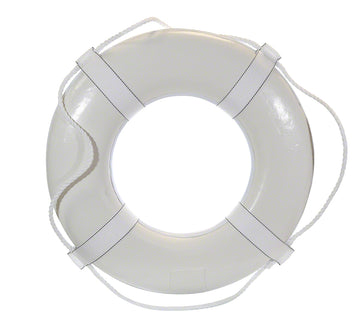 USCG Reinforced Vinyl 24 Inch Life Ring Buoy With Webbing - White