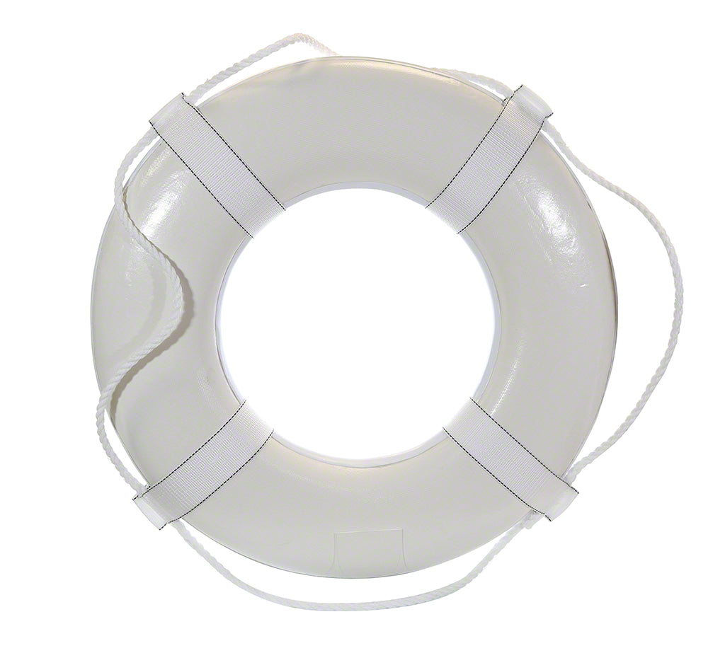 USCG Reinforced Vinyl 30 Inch Life Ring Buoy With Webbing - White