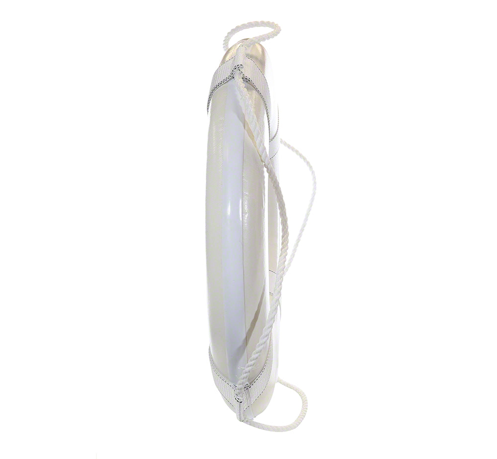 USCG Reinforced Vinyl 30 Inch Life Ring Buoy With Webbing - White