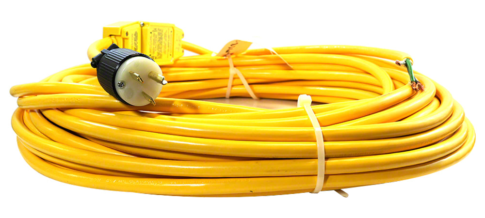 In-Line GFCI Cord Set - 230 Volts 15A - 6-15P Male Plug - 100 Foot Yellow Cord