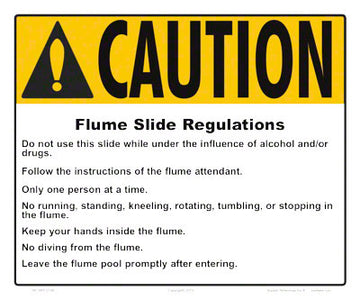 Montana Flume Slide Regulations Caution Sign - 12 x 10 Inches on Styrene Plastic