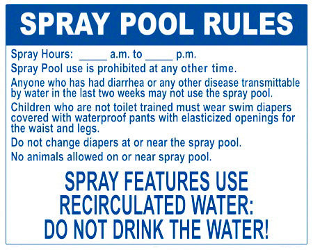 Montana Spray Pool Rules Sign - 30 x 24 Inches on Heavy-Duty Aluminum (Customize or Leave Blank)