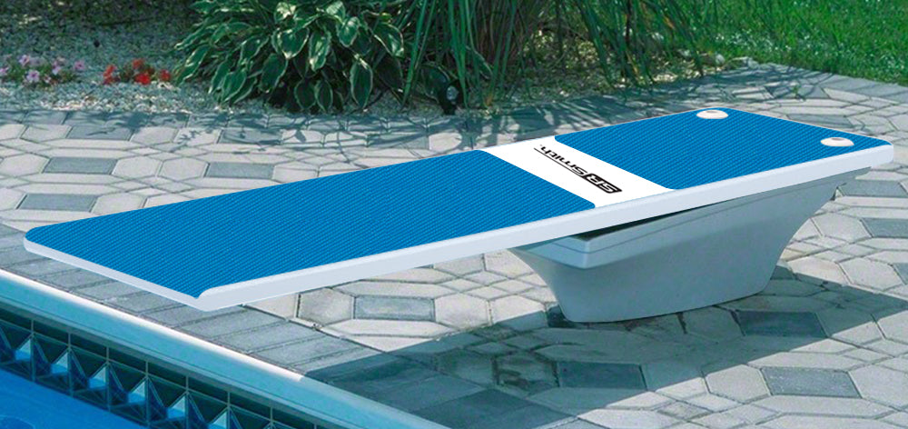 Flyte-Deck II Stand With 8 Foot TrueTread Board - White Stand and Board With Blue TrueTread