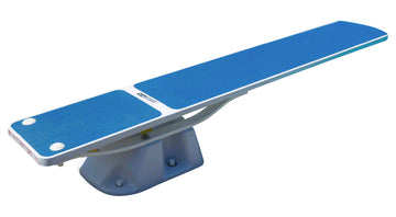 Salt Pool Jump System With 8 Foot TrueTread Board - White Stand and White Board and Blue TrueTread
