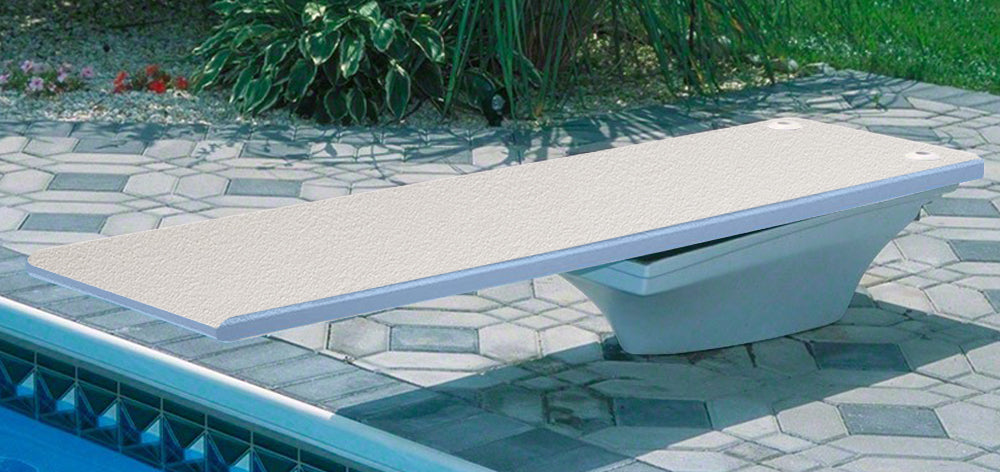 Flyte-Deck II Stand With 6 Foot Fibre-Dive Diving Board - White Stand - Marine Blue Board With White Tread