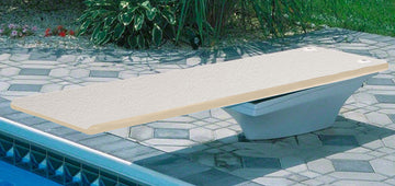 Flyte-Deck II Stand With 8 Foot Fibre-Dive Diving Board - White Stand - Taupe Board With White Tread
