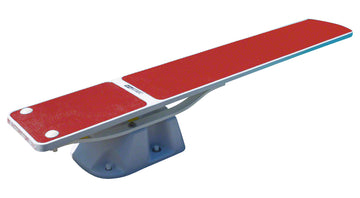 Salt Pool Jump System With 8 Foot TrueTread Board - White Stand With White Board and Red TrueTread