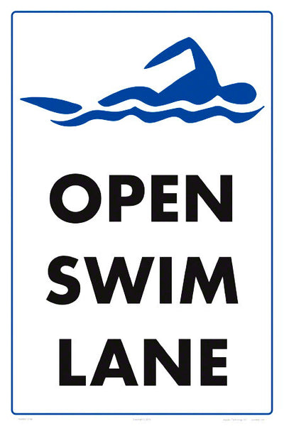 Open Swim Lane Sign - 12x18 Inch
