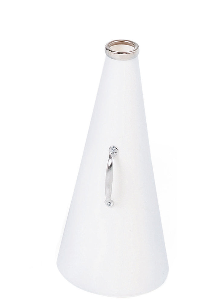 19 Inch Plastic Megaphone With Plated Metal Mouthpiece and Handle - White