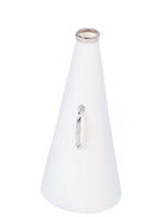 25 Inch Plastic Megaphone With Plated Metal Mouthpiece and Handle - White