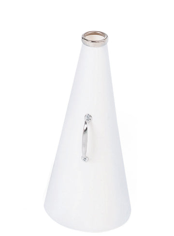 25 Inch Plastic Megaphone With Plated Metal Mouthpiece and Handle - White