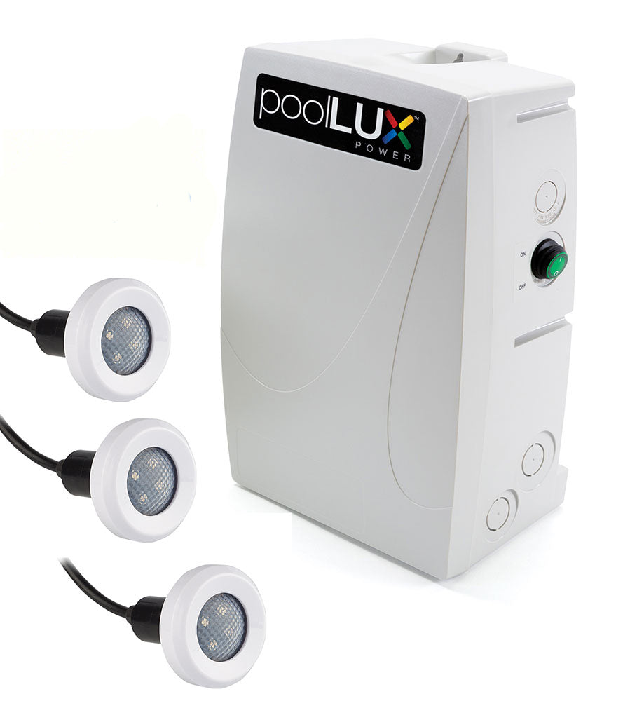 PoolLUX Power LED Treo Lighting Kit With 3 Treo RGB Lights and 60 Watt PoolLUX Power System