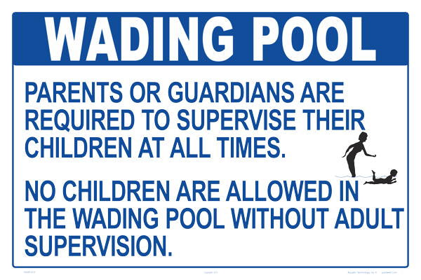 New Jersey Wading Pool Rules Sign - 18 x 12 Inches on Heavy-Duty Aluminum