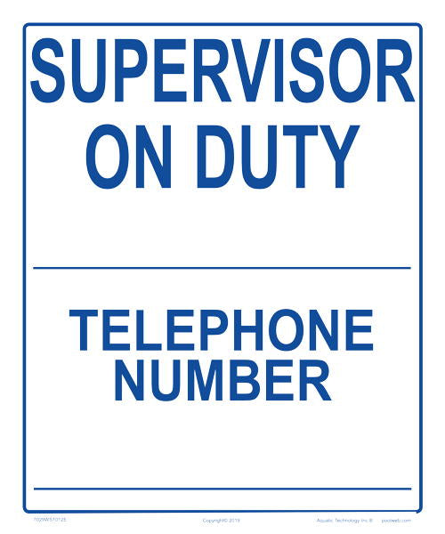 Operations Supervisor Sign Supervisor on Duty Write-on Sign - 10x12 Inch