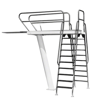 3 Meter Deluxe Commercial Pool Diving Tower With Dual Ladder - Includes Anchor Jigs and Mounting Hardware