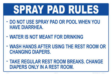 Ohio Spray Pad Rules Sign - 18 x 12 Inches on Styrene Plastic