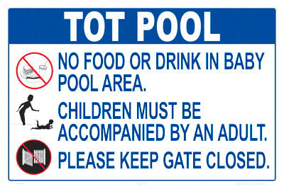 Tot Pool Rules Sign With Graphics - 18 x 12 Inches on Heavy-Duty Aluminum