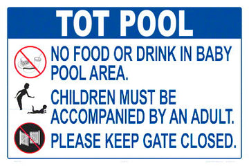 Tot Pool Rules Sign With Graphics - 18 x 12 Inches on Styrene Plastic