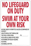 Rhode Island No Lifeguard On Duty Sign (18 Years and Under) - 24 x 36 Inches on Heavy-Duty Aluminum