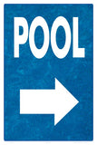 Pool Arrow Right (Water Background) Sign - 12 x 18 Inches on Styrene Plastic
