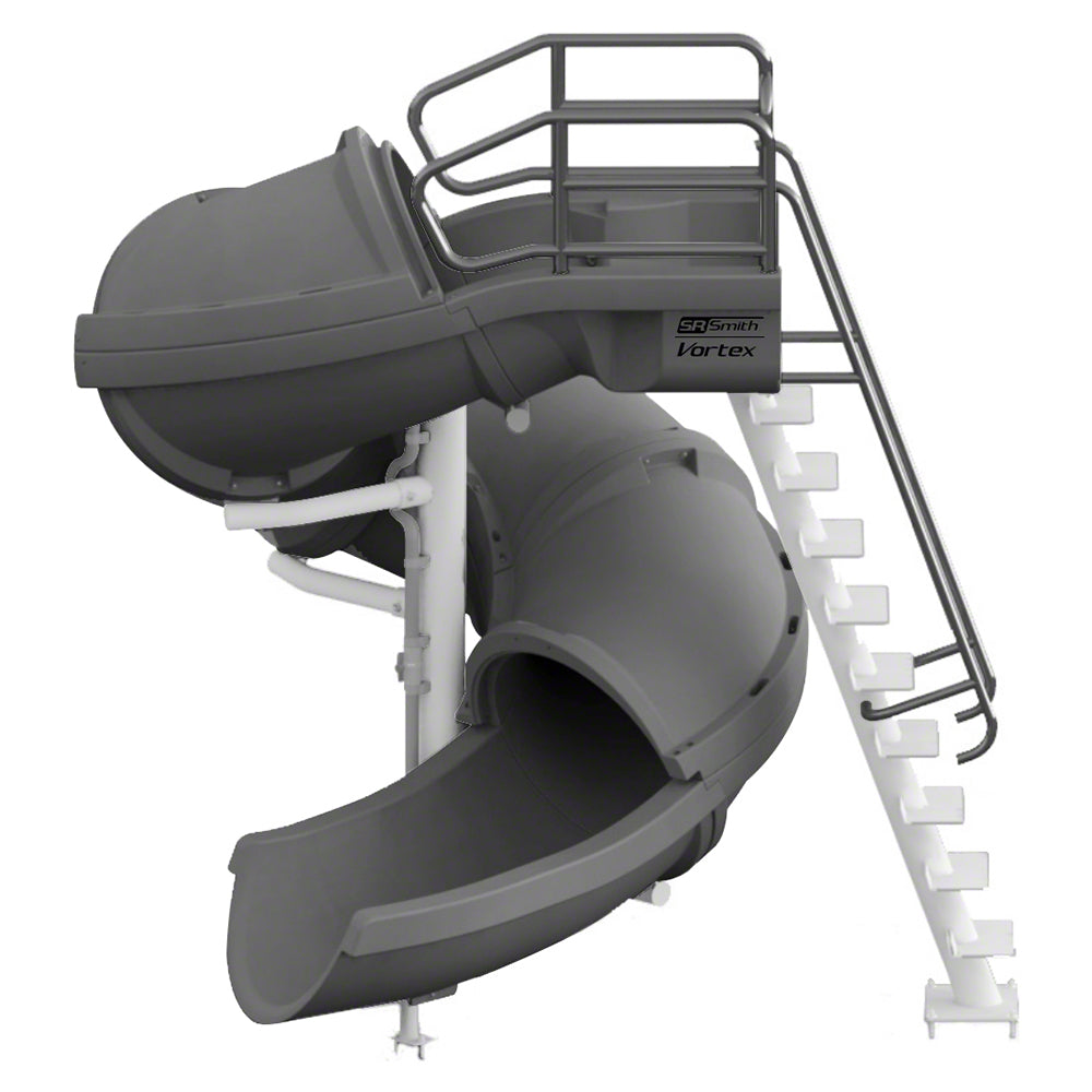 Vortex Open Flume Water Slide - 360 Degree Twists - 7.5 Feet - Ladder - Gray Granite