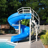 Vortex Open Flume Water Slide - 360 Degree Twists - 7.5 Feet - Ladder - Blue