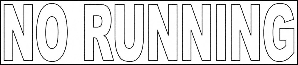 NO RUNNING Vinyl Depth Marker Stencil 22 Inch x 6 Inch with 4 Inch Lettering