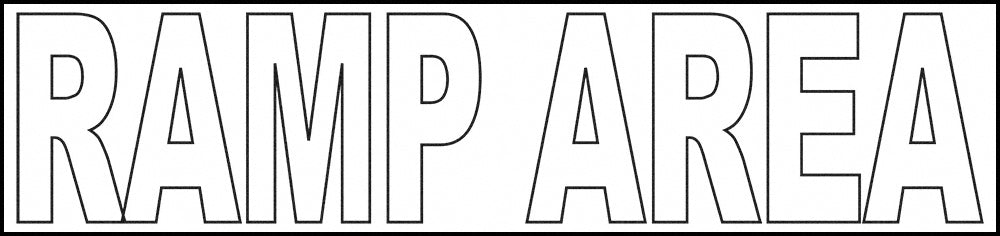 RAMP AREA Vinyl Depth Marker Stencil 20 Inch x 6 Inch with 4 Inch Lettering
