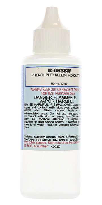 Taylor Phenolphthalein Indicator - White Cap - 2 Oz. (60 mL) Dropper Bottle - R-0638W-C