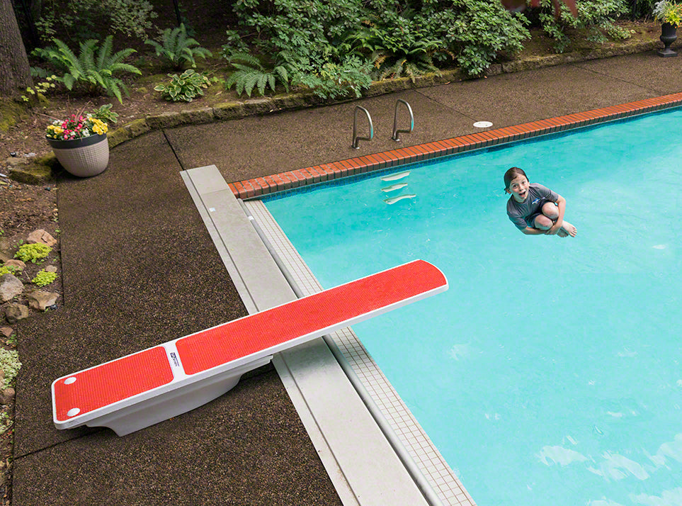 TrueTread 8 Foot Residential Diving Board - Radiant White With Red TrueTread