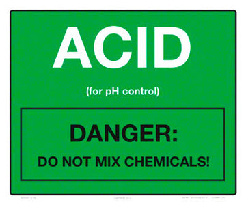 Green Acid (Danger) Tank Label 12 x 10 Inch Vinyl Stick-on