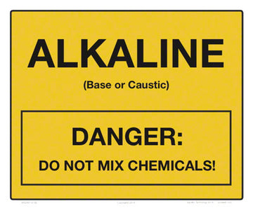 Yellow Alkaline (Danger) Tank Label 12 x 10 Inch Stick-on