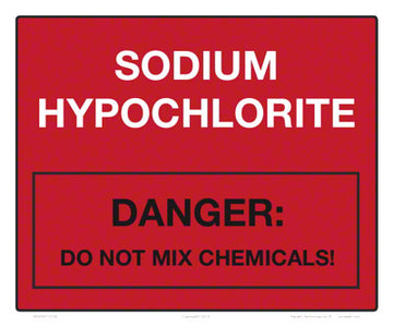 Red Sodium Hypochlorite (Danger) Tank Label 12 x 10 Vinyl Stick-on