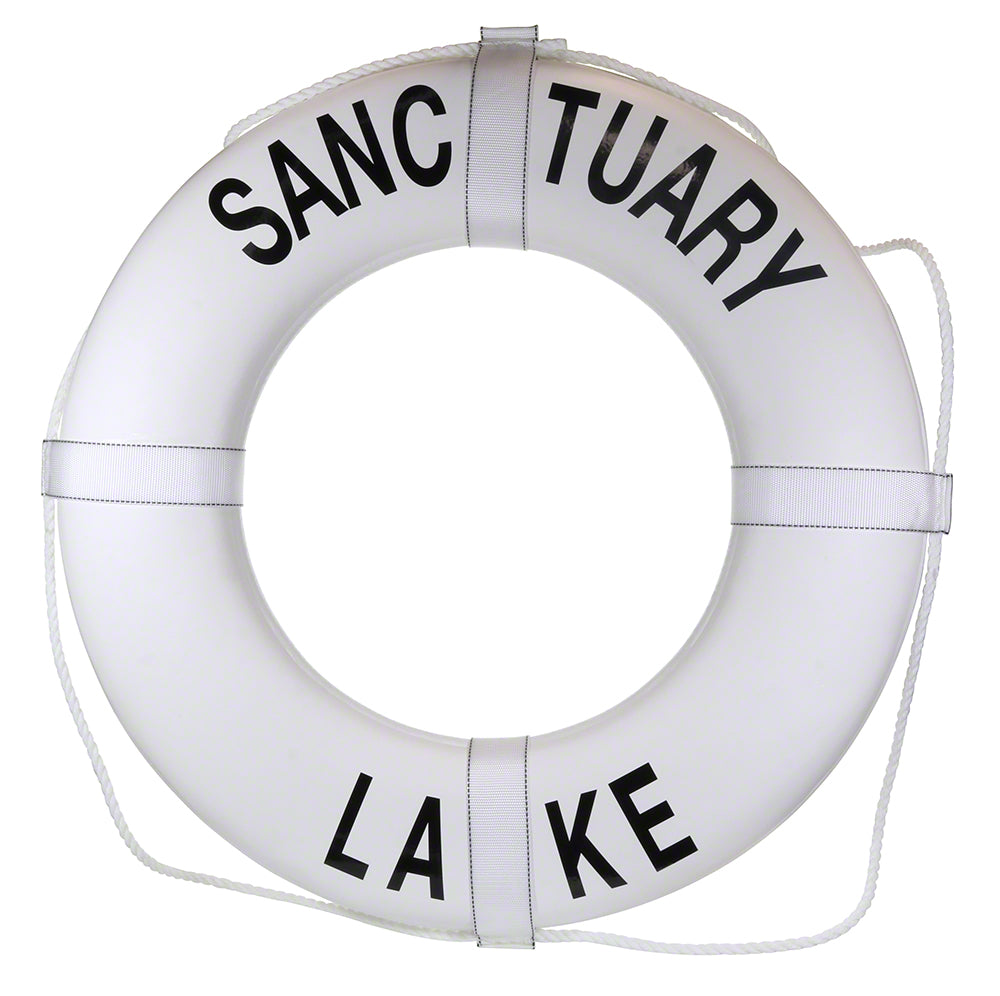 Personalized USCG Solid Foam 24 Inch Life Ring Buoy - White
