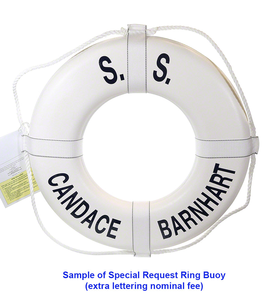 Personalized USCG Solid Foam 30 Inch Life Ring Buoy - White