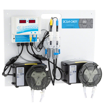 Digital pH/ORP Liquid Chlorine Pool Controller With One 77 GPD and One 38 GPD Pro Series 300 Chemical Pumps