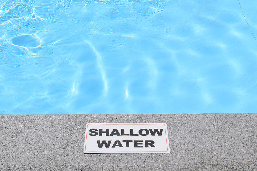 SHALLOW WATER Message - Adhesive Depth Marker - 11 Inch x 6 Inch