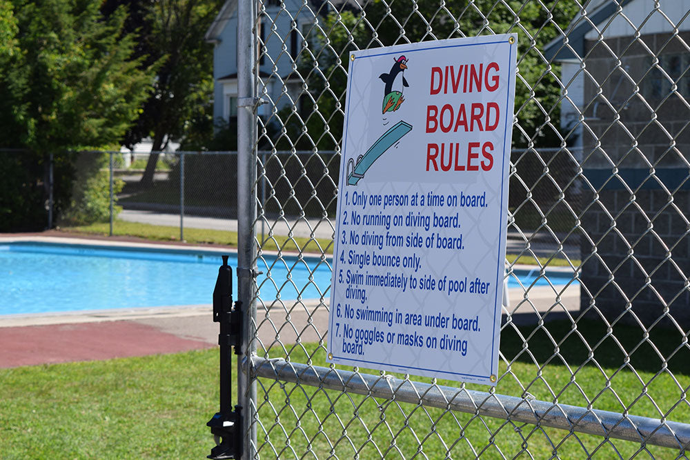 Diving Board Rules With Penguin Sign - 18 x 24 Inches on Styrene Plastic