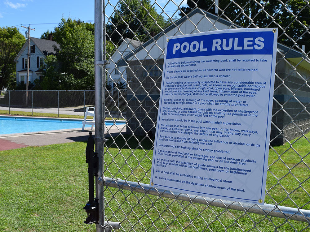 Massachusetts and West Virginia Pool Rules Sign - 18 x 24 Inches on Styrene Plastic