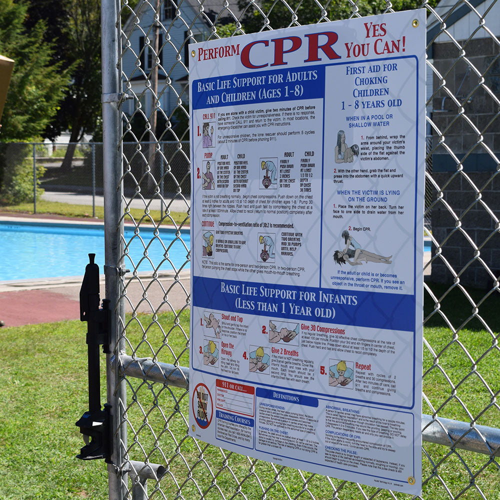 CPR Instruction Sign With 1/4 Inch Lettering - 24 x 30 Inches on Styrene Plastic