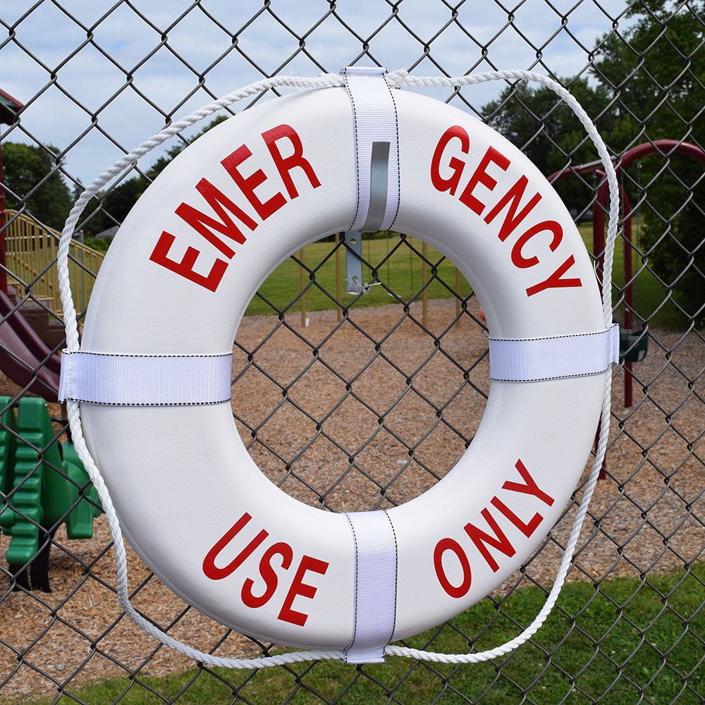 Emergency Use Only USCG Solid Foam 24 Inch Life Ring Buoy - White