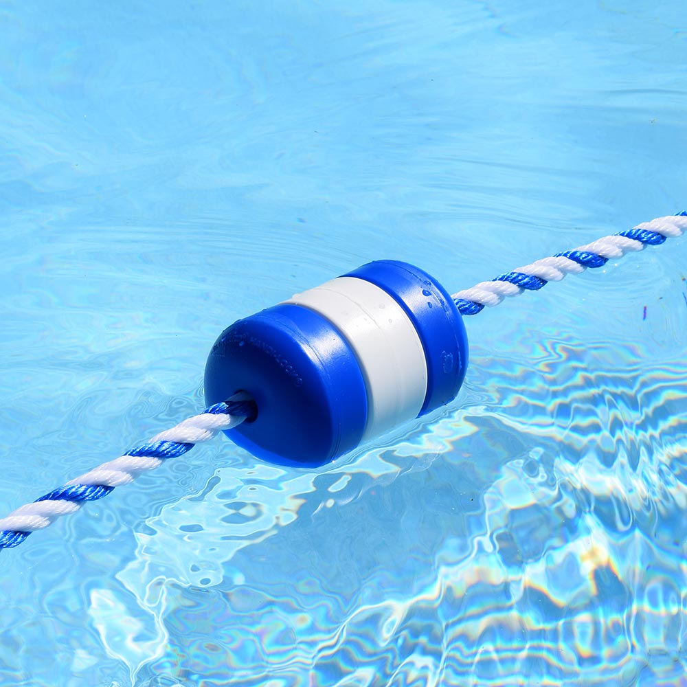 Pool Safety Rope and Float Kit - 40 Feet - 1/2 Inch Blue and White Rope with 3 x 5 Inch Locking Floats
