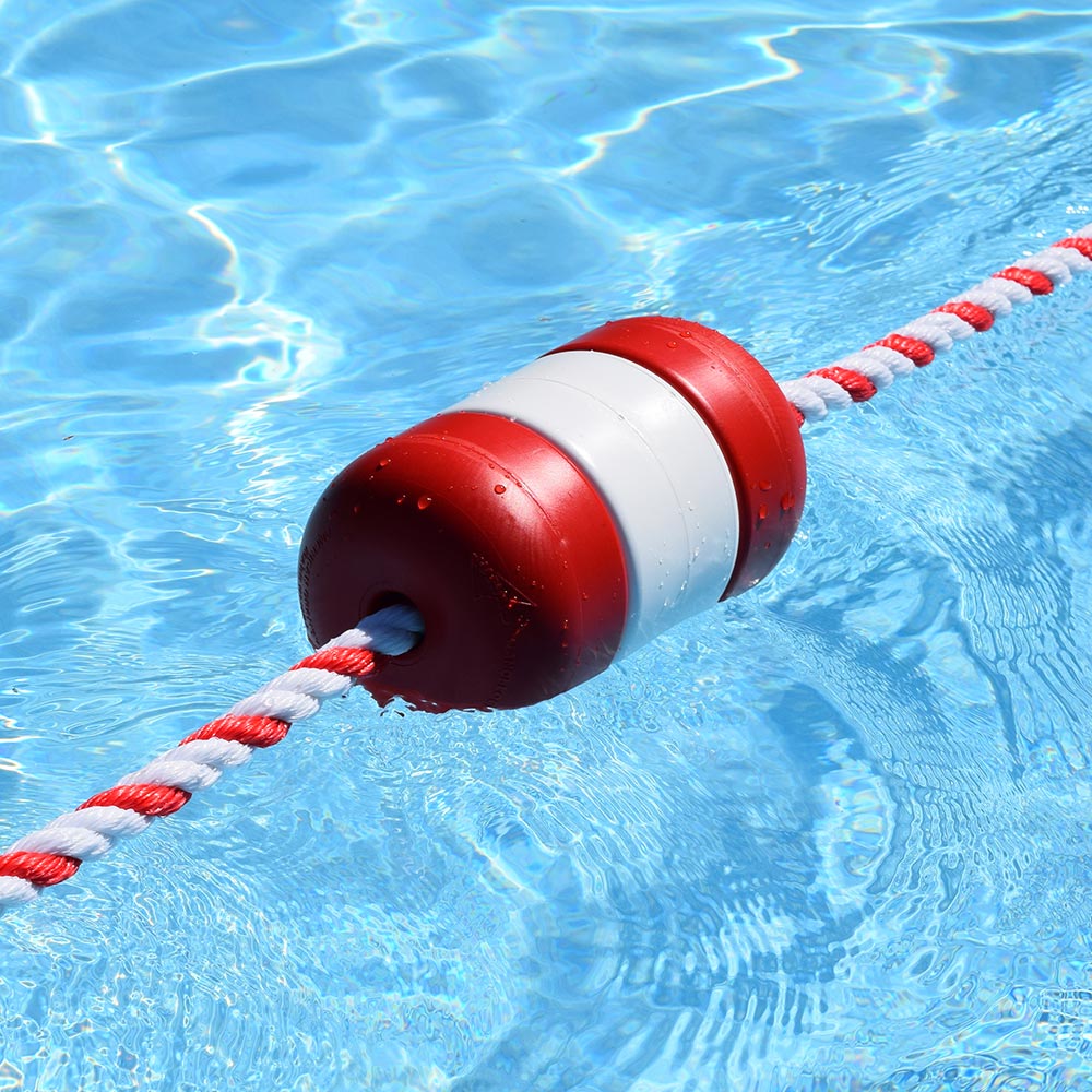 Pool Safety Rope and Float Kit - 75 Feet - 3/4 Inch Red and White Rope with 5 x 9 Inch Locking Floats