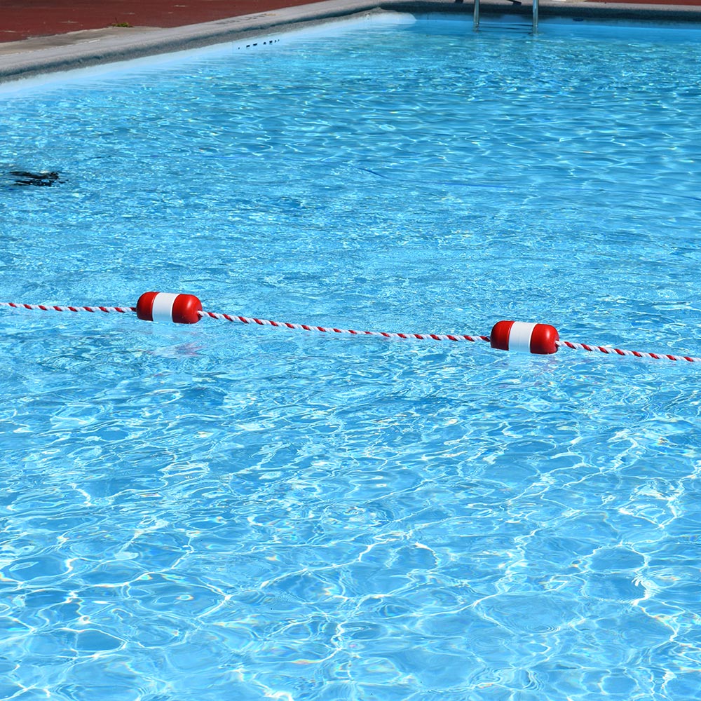 Pool Safety Rope and Float Kit - 30 Feet - 3/4 Inch Red and White Rope with 5 x 9 Inch Locking Floats
