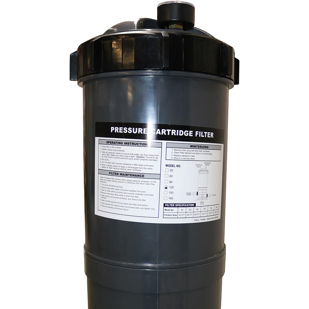 1 HP Portable Pool Vacuum System - 150 SF Speck Cartridge Filter - 115 Volts - 50 Foot Cord